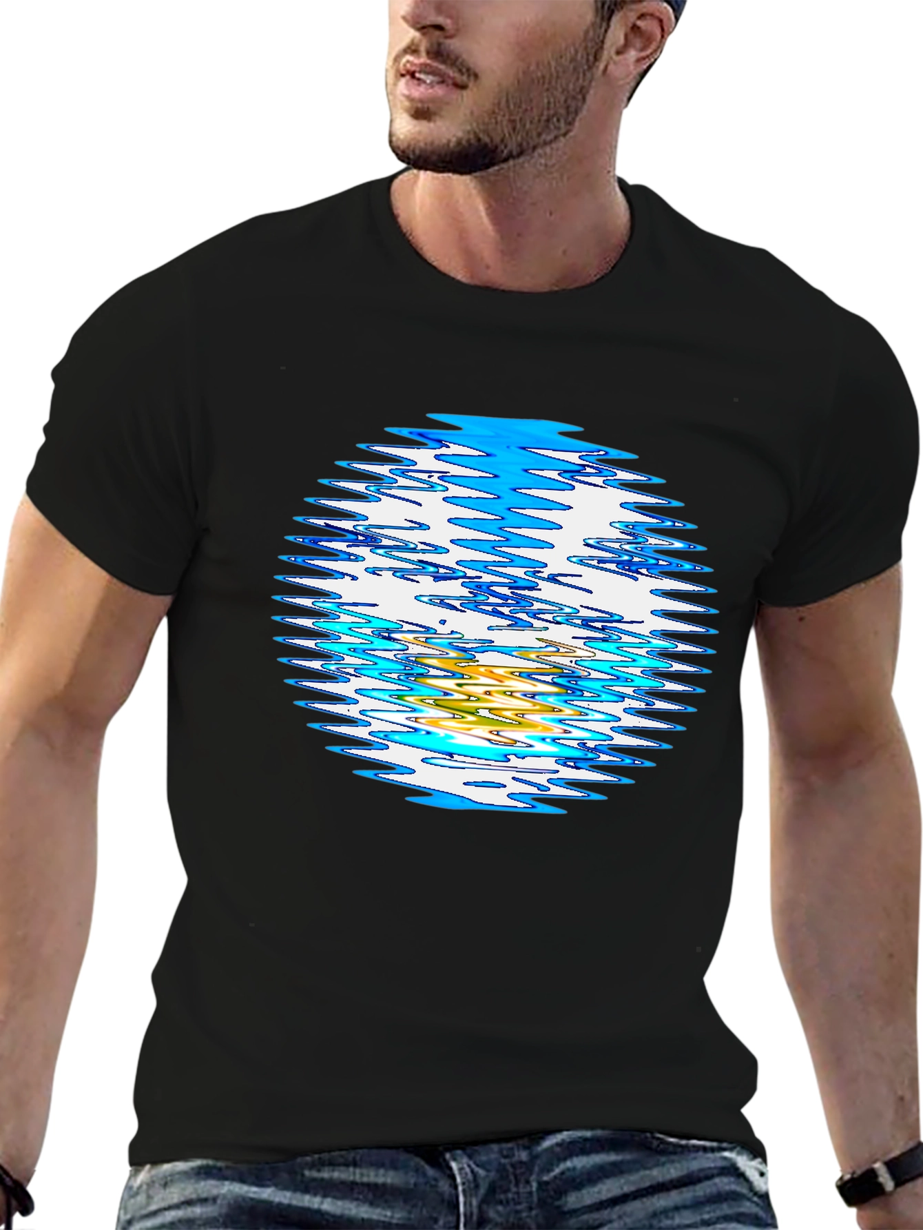 Abstract Circle Graphic Black T-Shirt