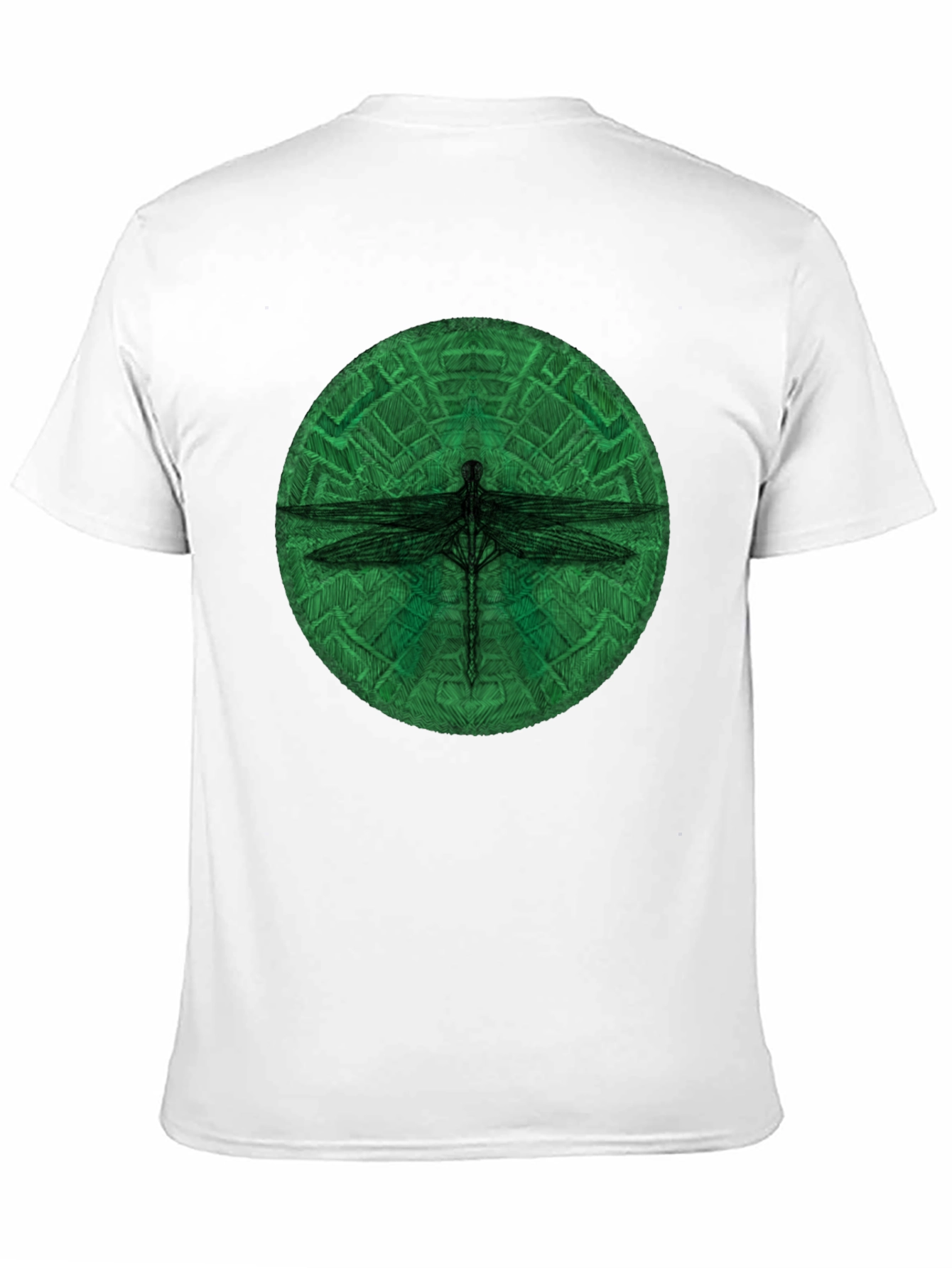 Dragonfly Green Circle Black T-Shirt