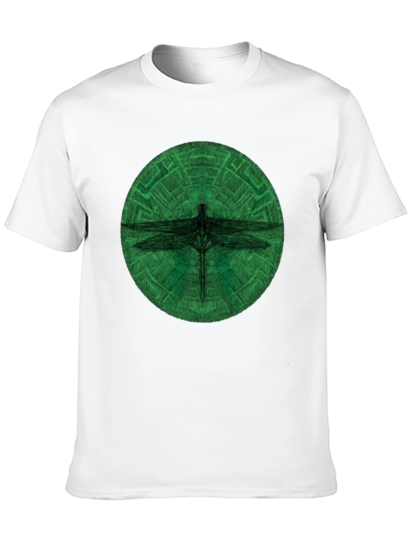 Dragonfly Green Circle Black T-Shirt