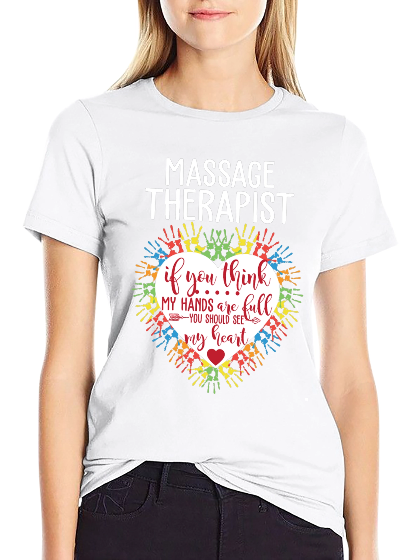 Massage Therapist Heart Hands Graphic T-Shirt