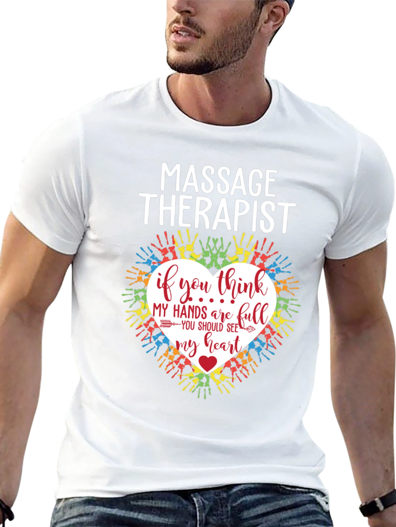 Massage Therapist Heart Hands Graphic T-Shirt