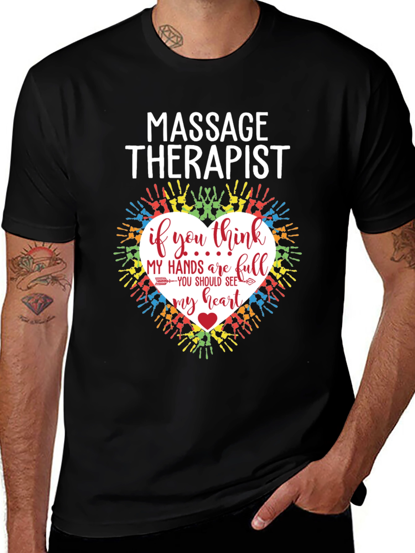 Massage Therapist Heart Hands Graphic T-Shirt