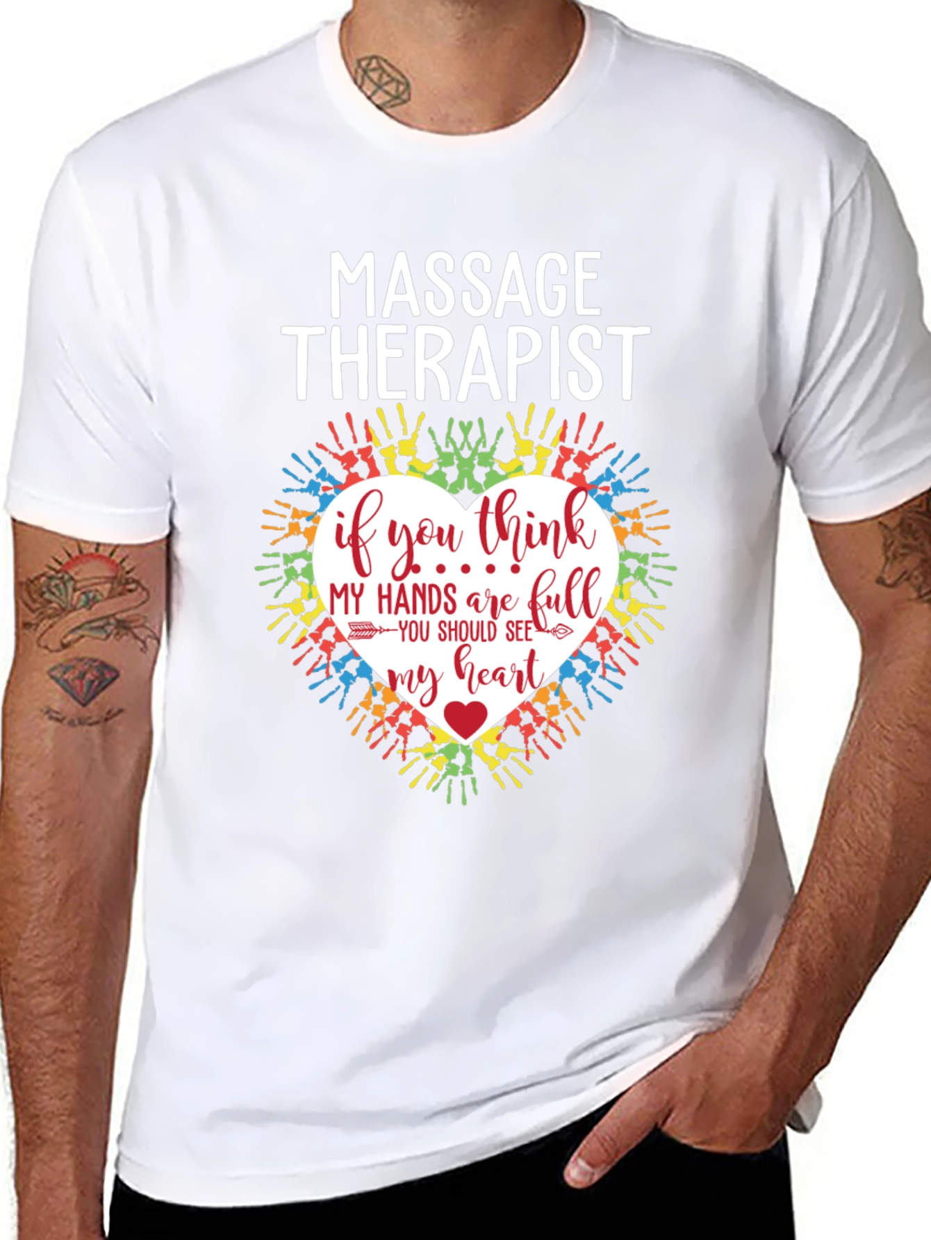 Massage Therapist Heart Hands Graphic T-Shirt