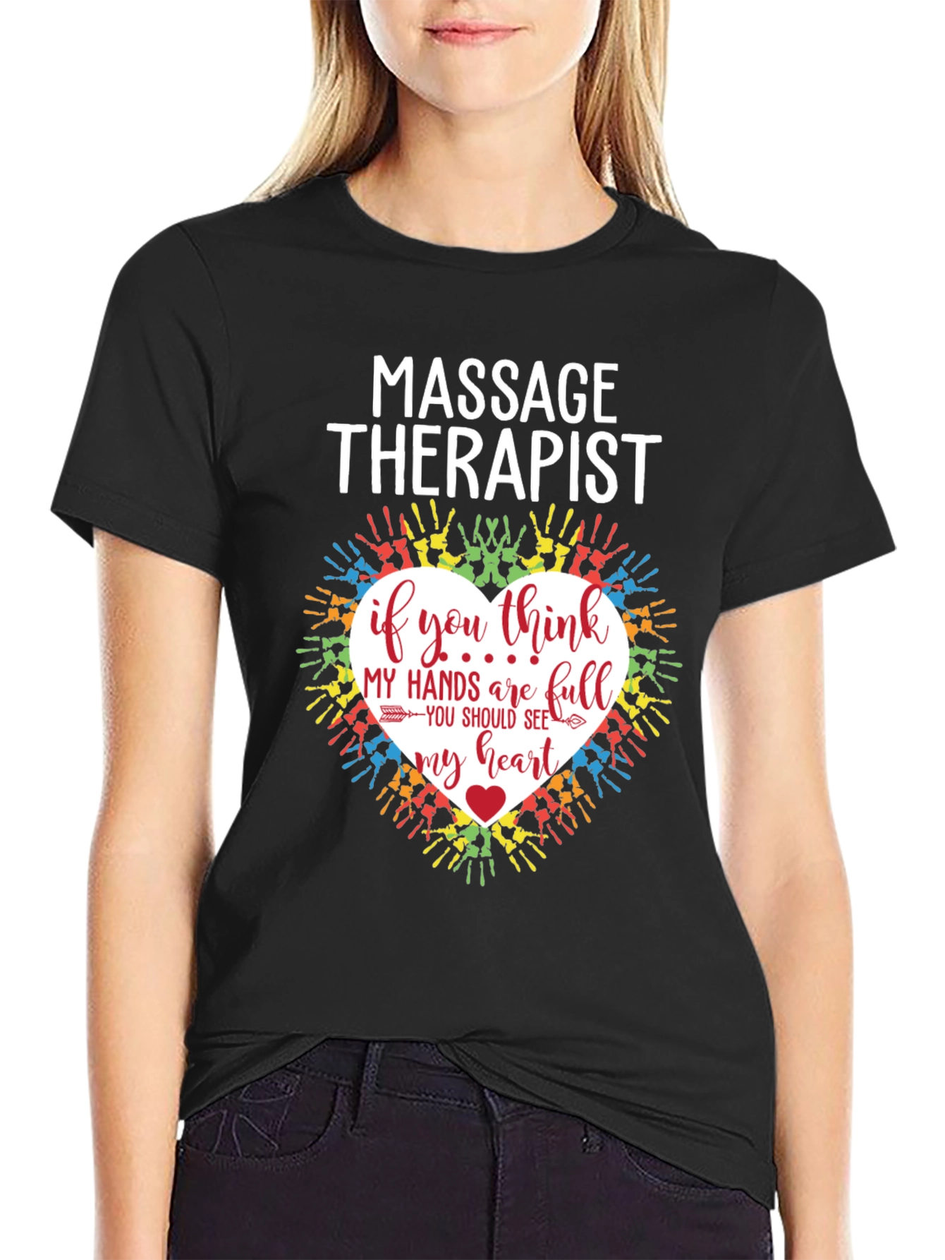 Massage Therapist Heart Hands Graphic T-Shirt