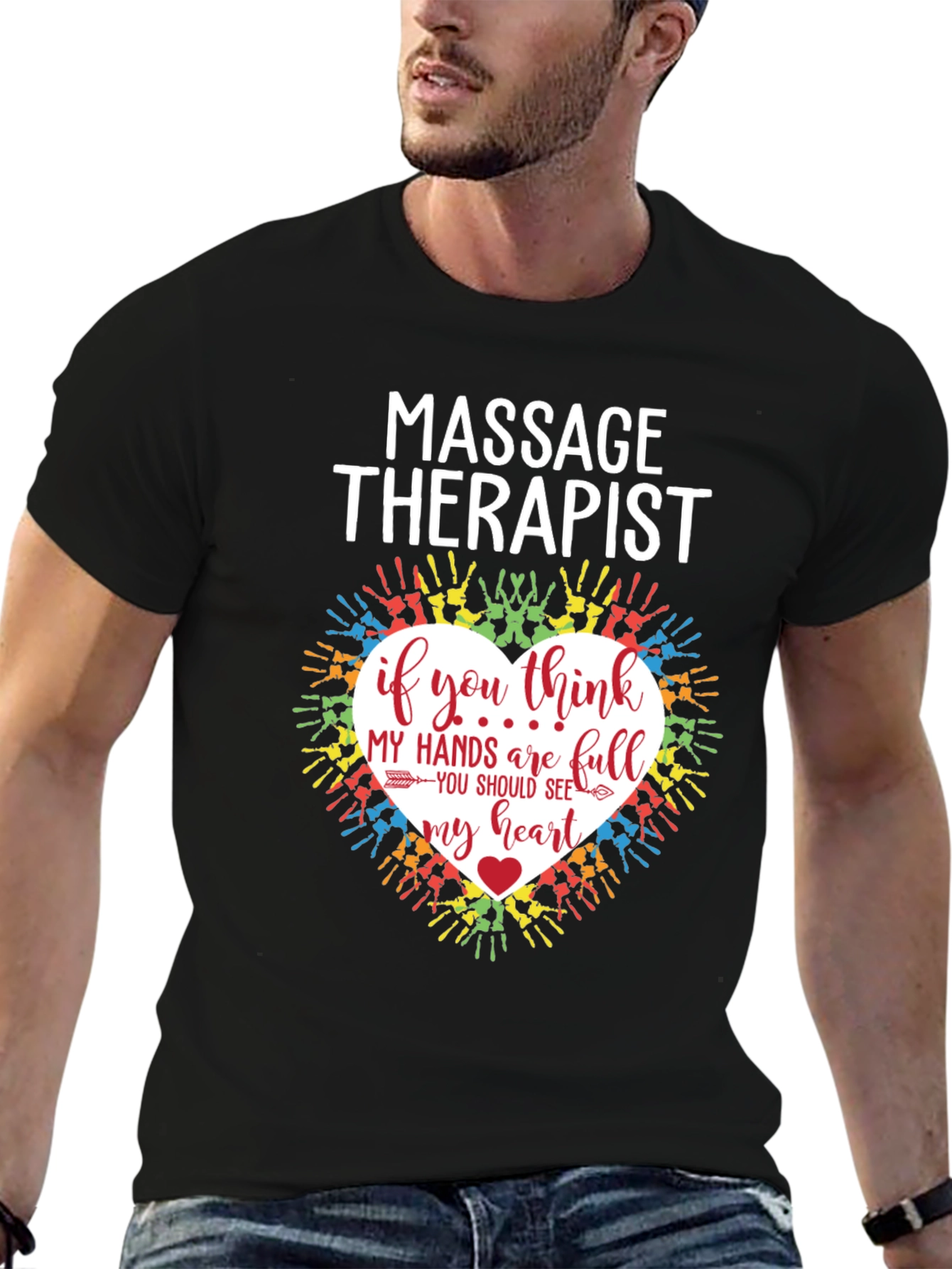Massage Therapist Heart Hands Graphic T-Shirt