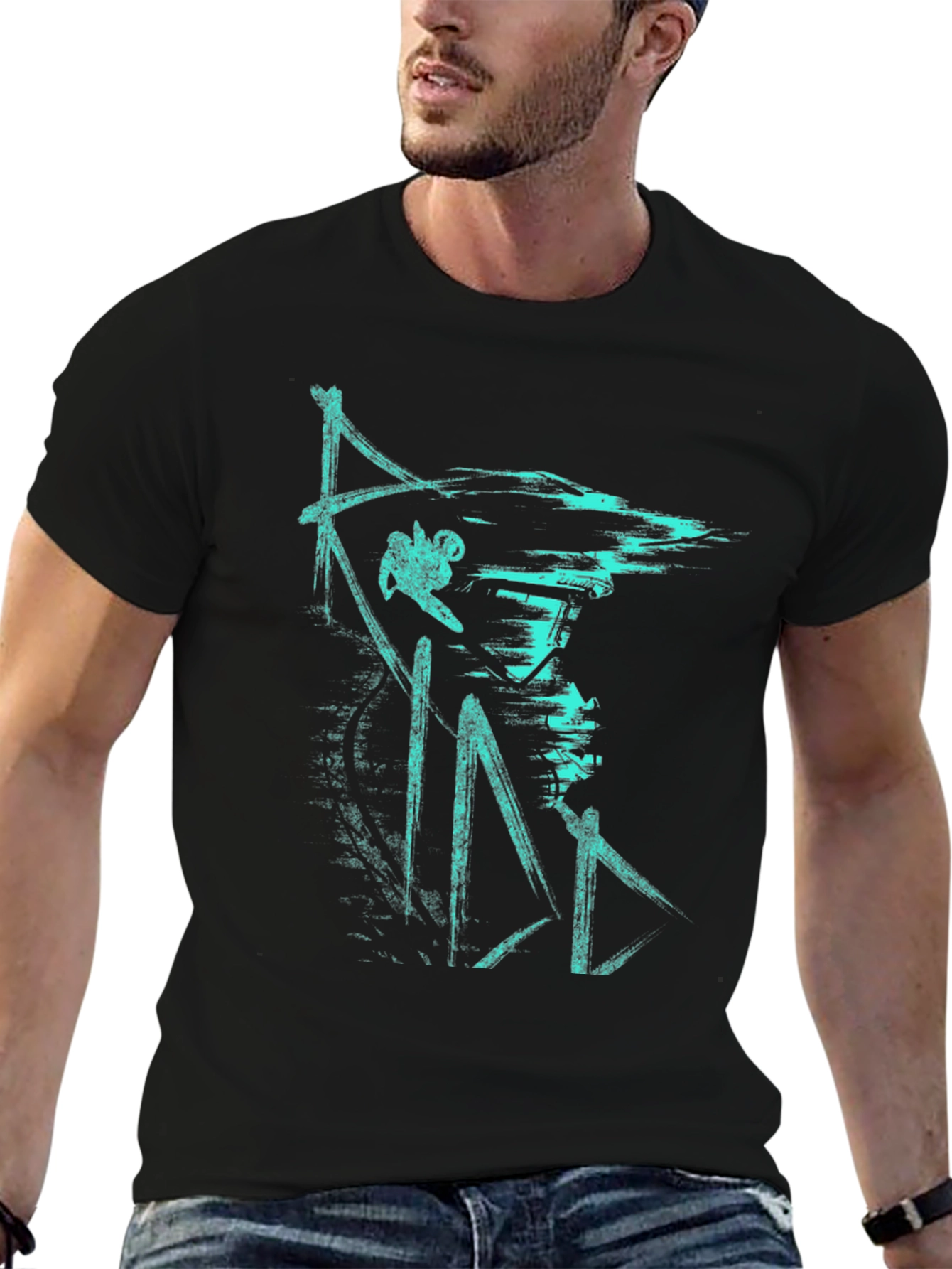 Urban Style Graphic Print Tee - Black