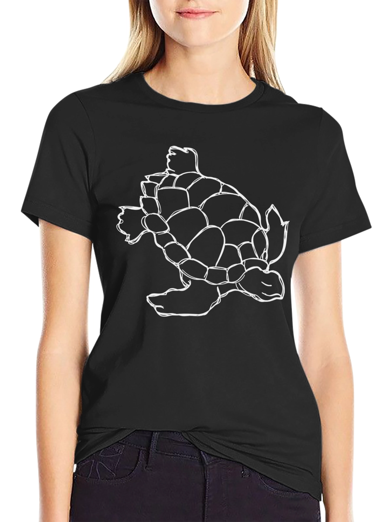 Sea Turtle Outline Black T-Shirt
