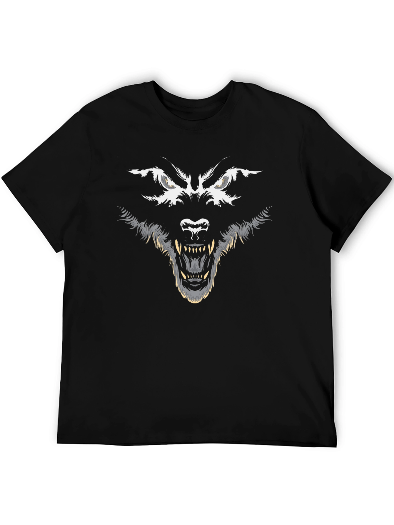 Black Wolf Graphic Print T-Shirt