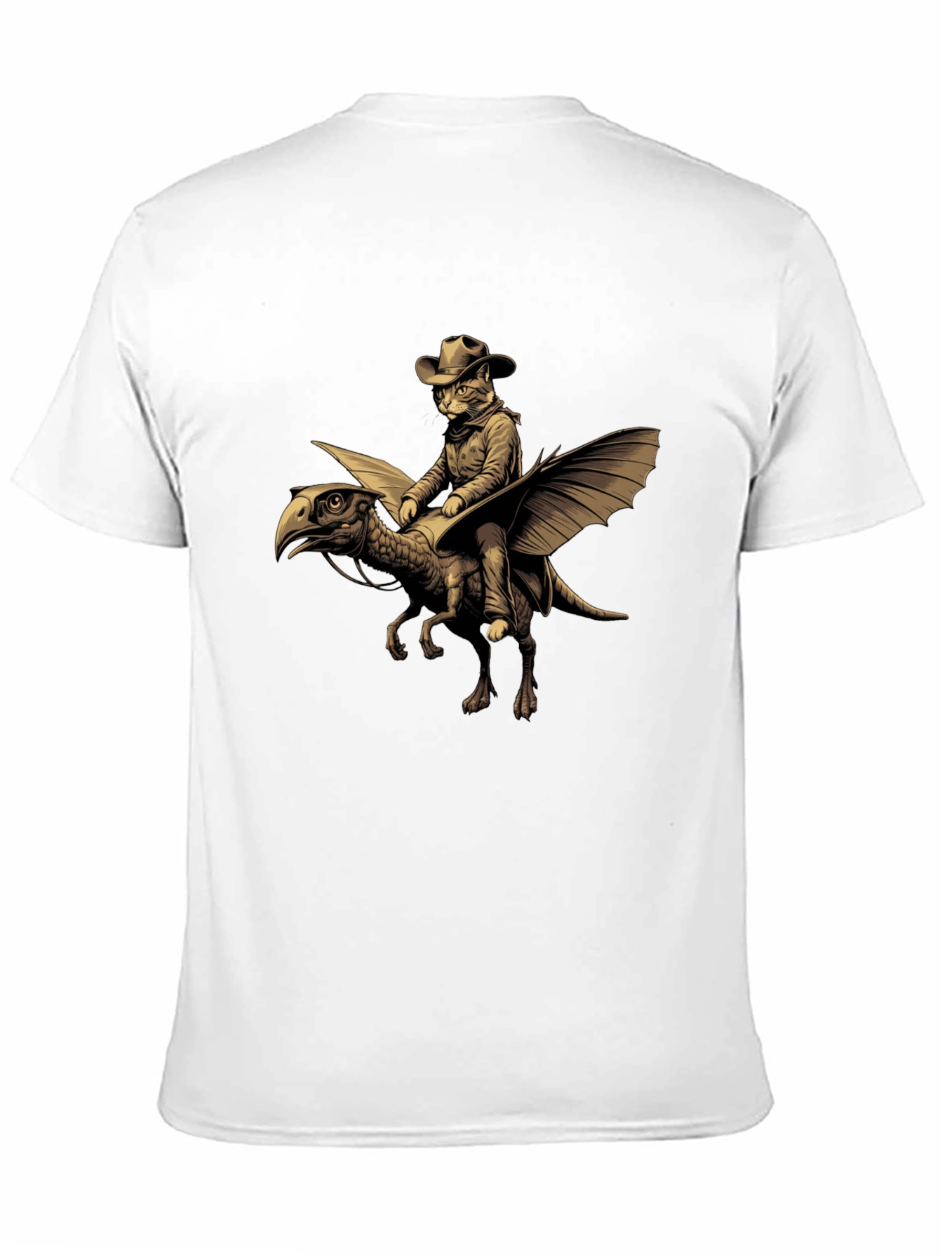 Cat Cowboy Riding Dinosaur T-Shirt