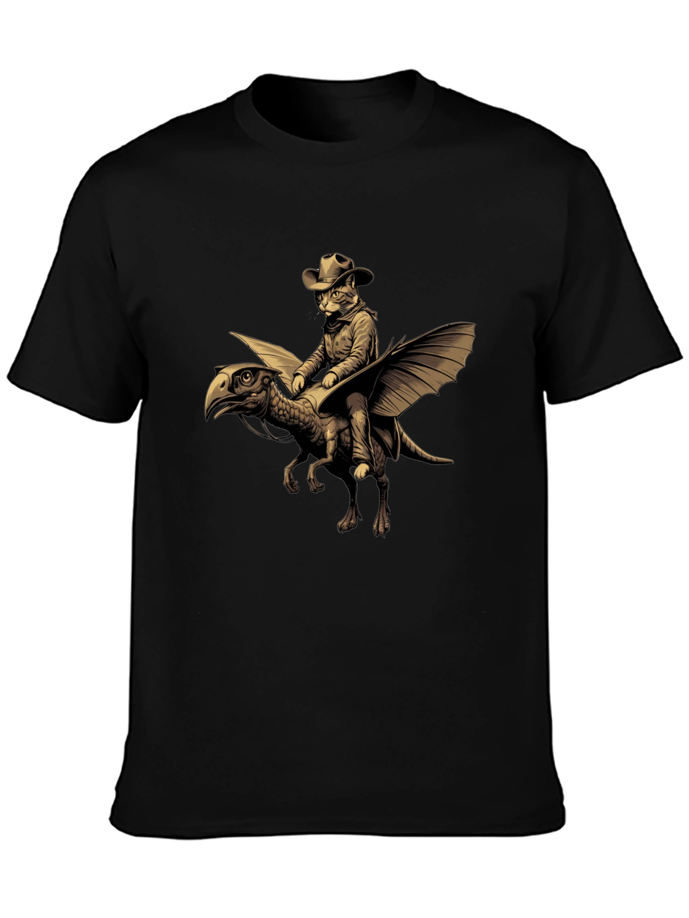 Cat Cowboy Riding Dinosaur T-Shirt