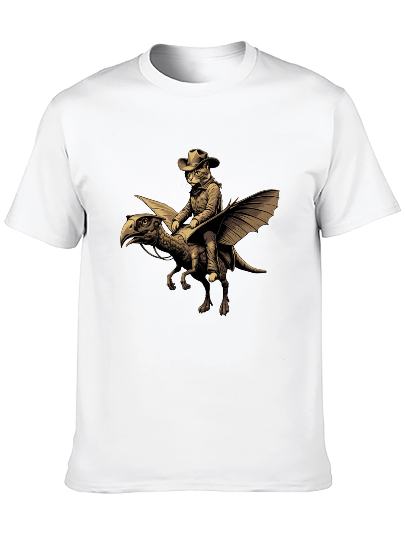 Cat Cowboy Riding Dinosaur T-Shirt