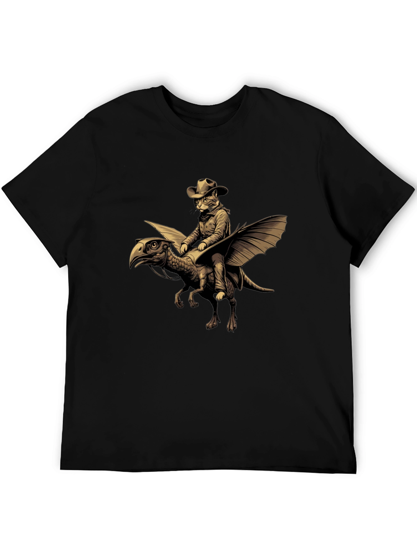 Cat Cowboy Riding Dinosaur T-Shirt