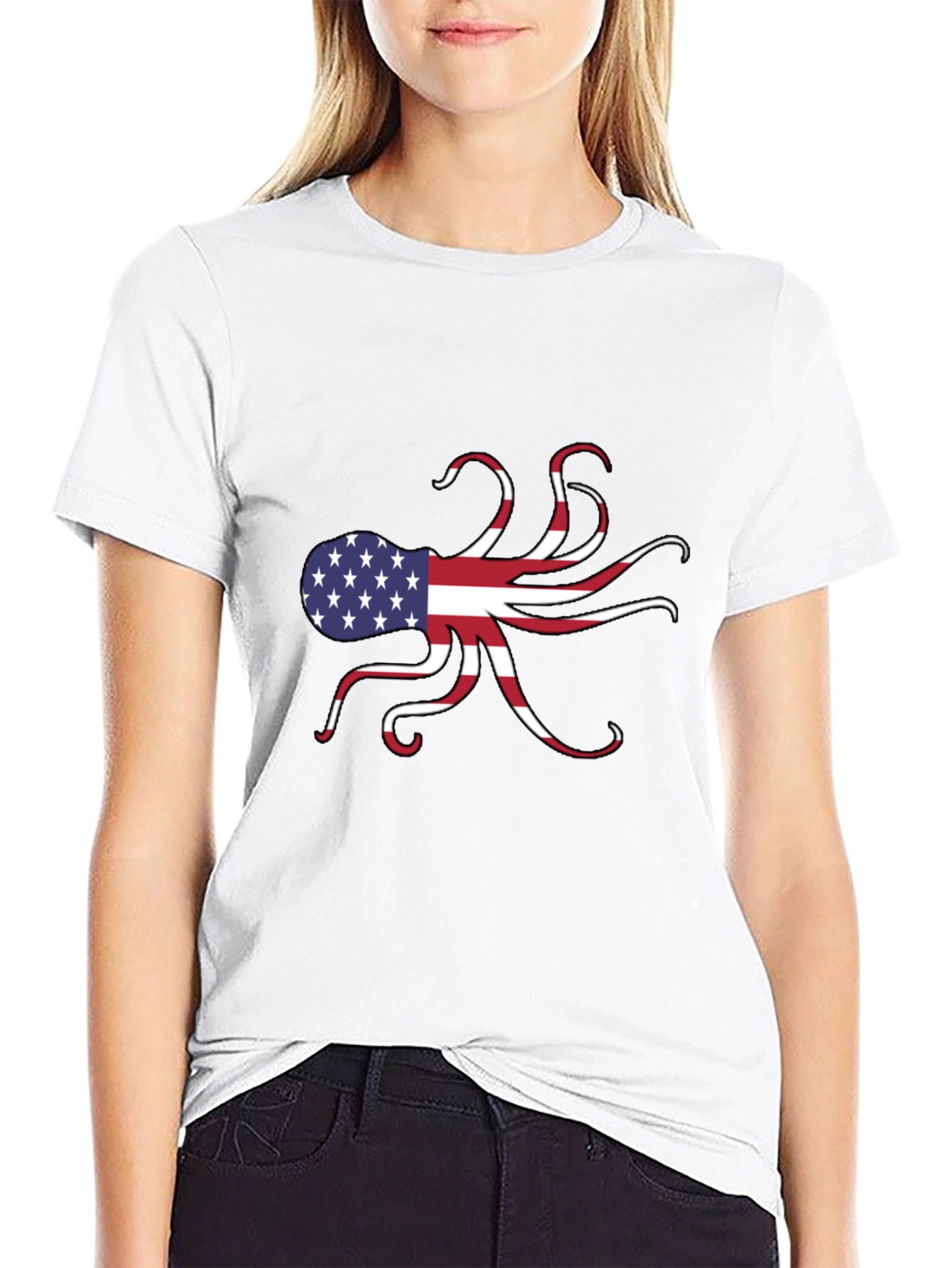 American Flag Octopus Graphic T-Shirt