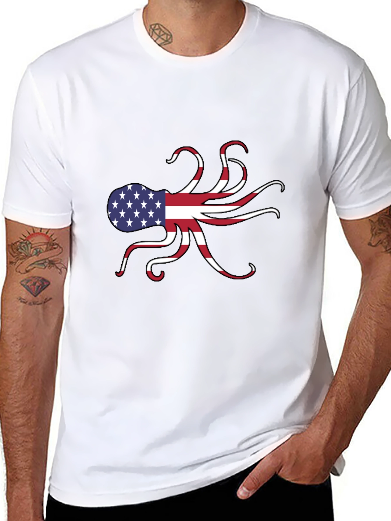 American Flag Octopus Graphic T-Shirt