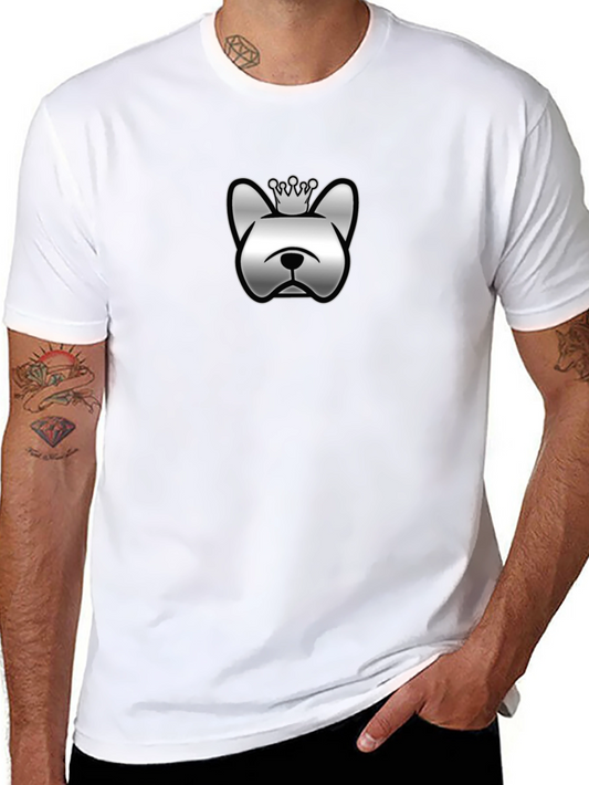 Stylish Black Tee with Crowned Dog Graphic