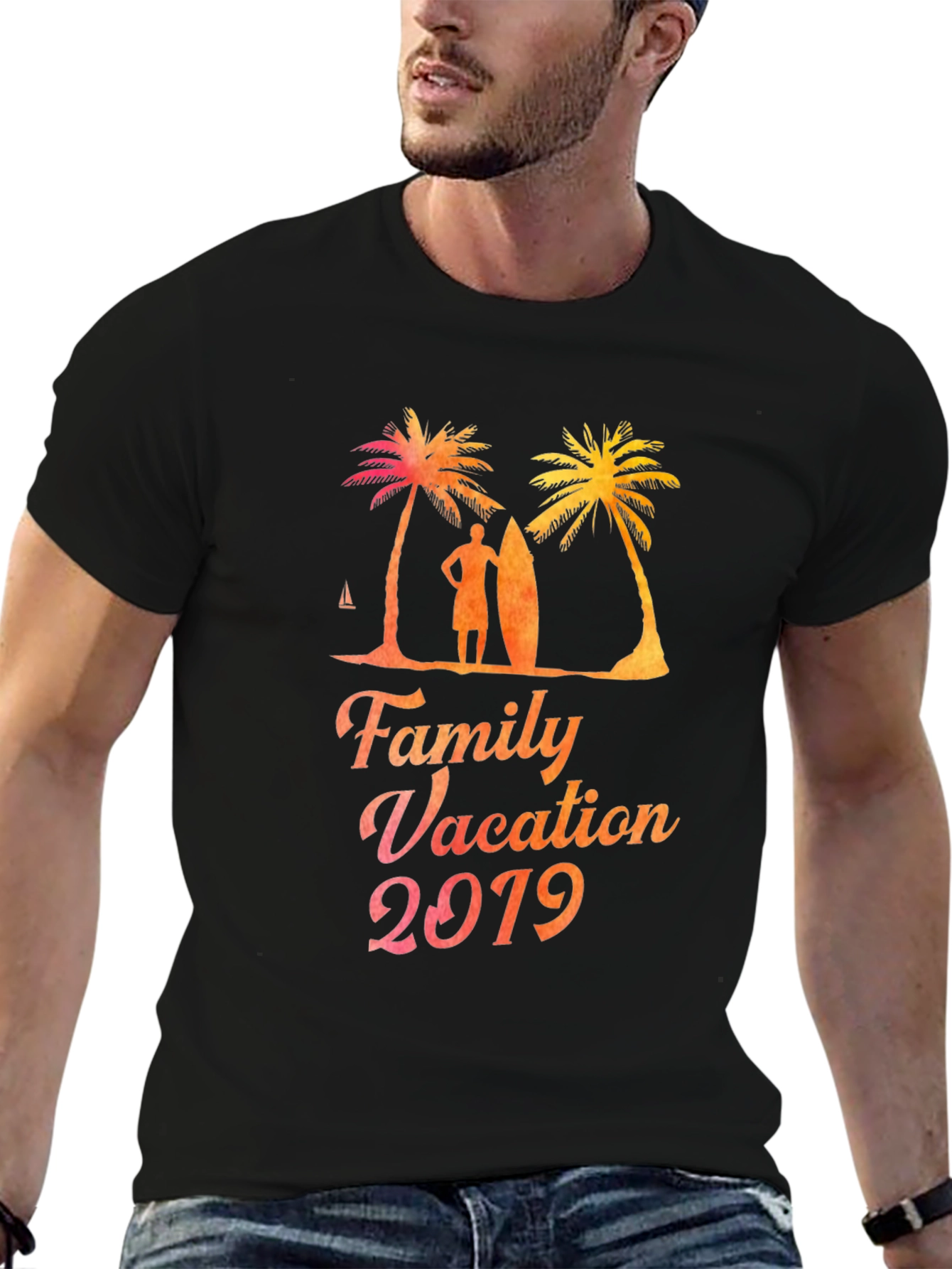 Family Vacation 2019 T-Shirt Beach Palm Tree Holiday Tee