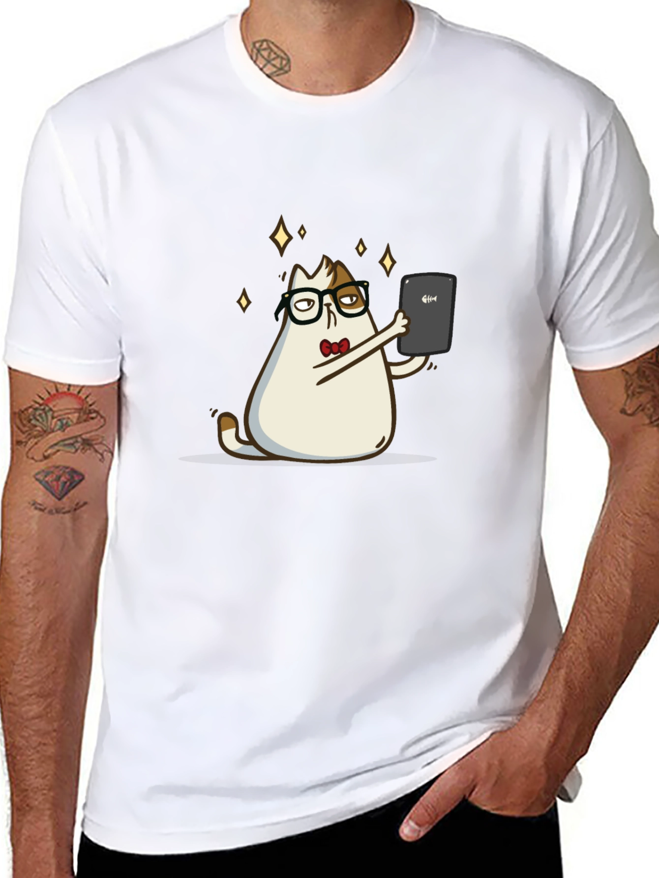 Cat Selfie Black T-Shirt