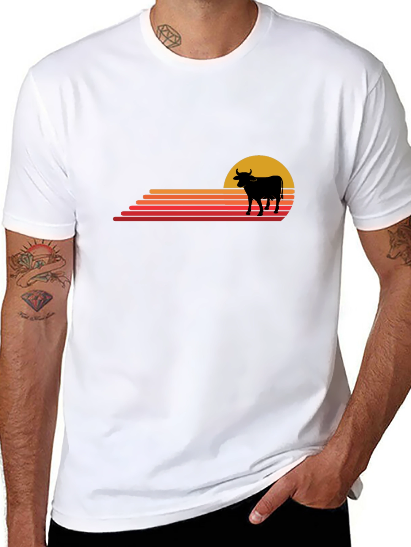 Retro Sunset Cow Graphic Tee