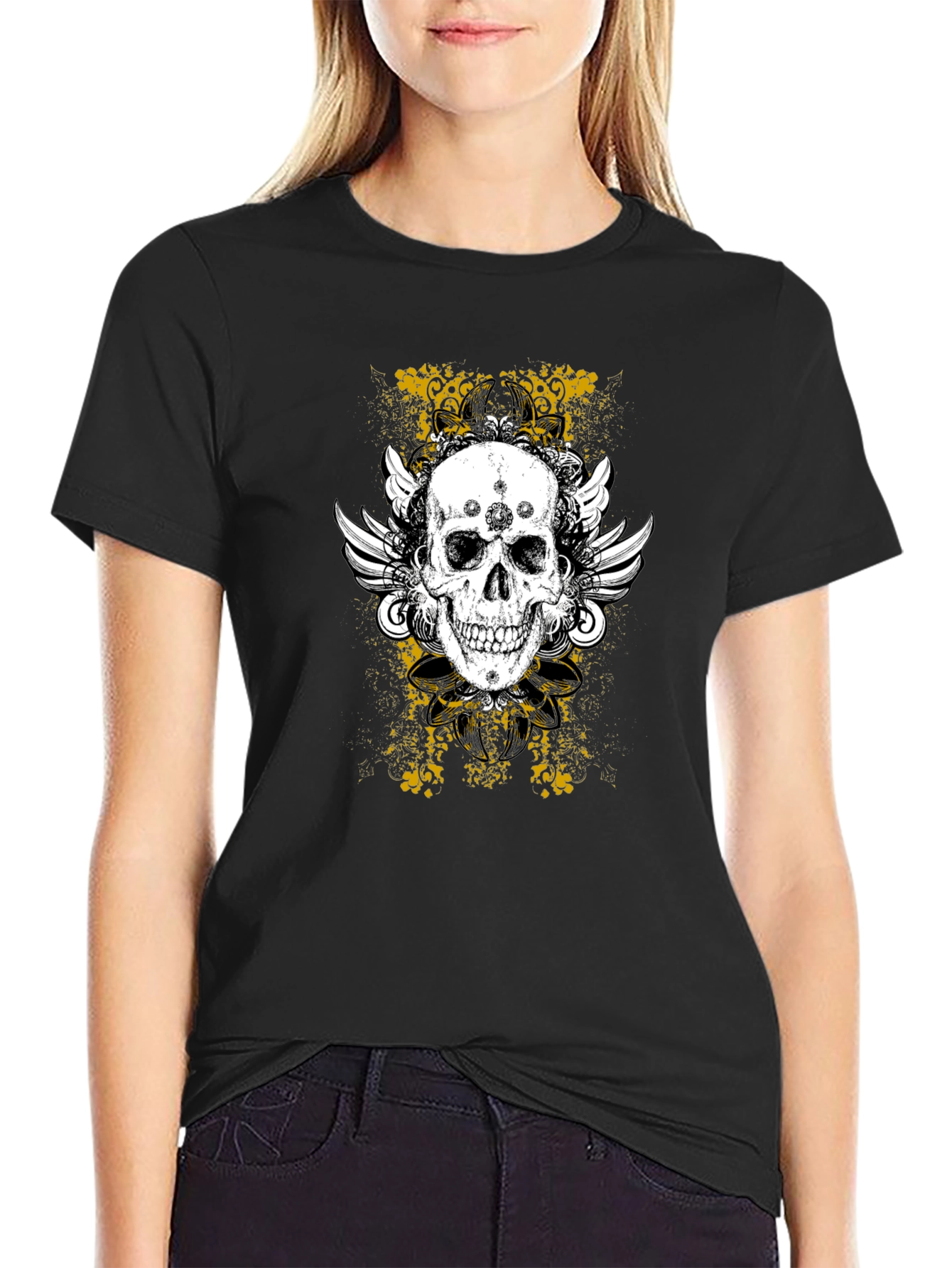 Skull & Wings Graphic Tee - Black