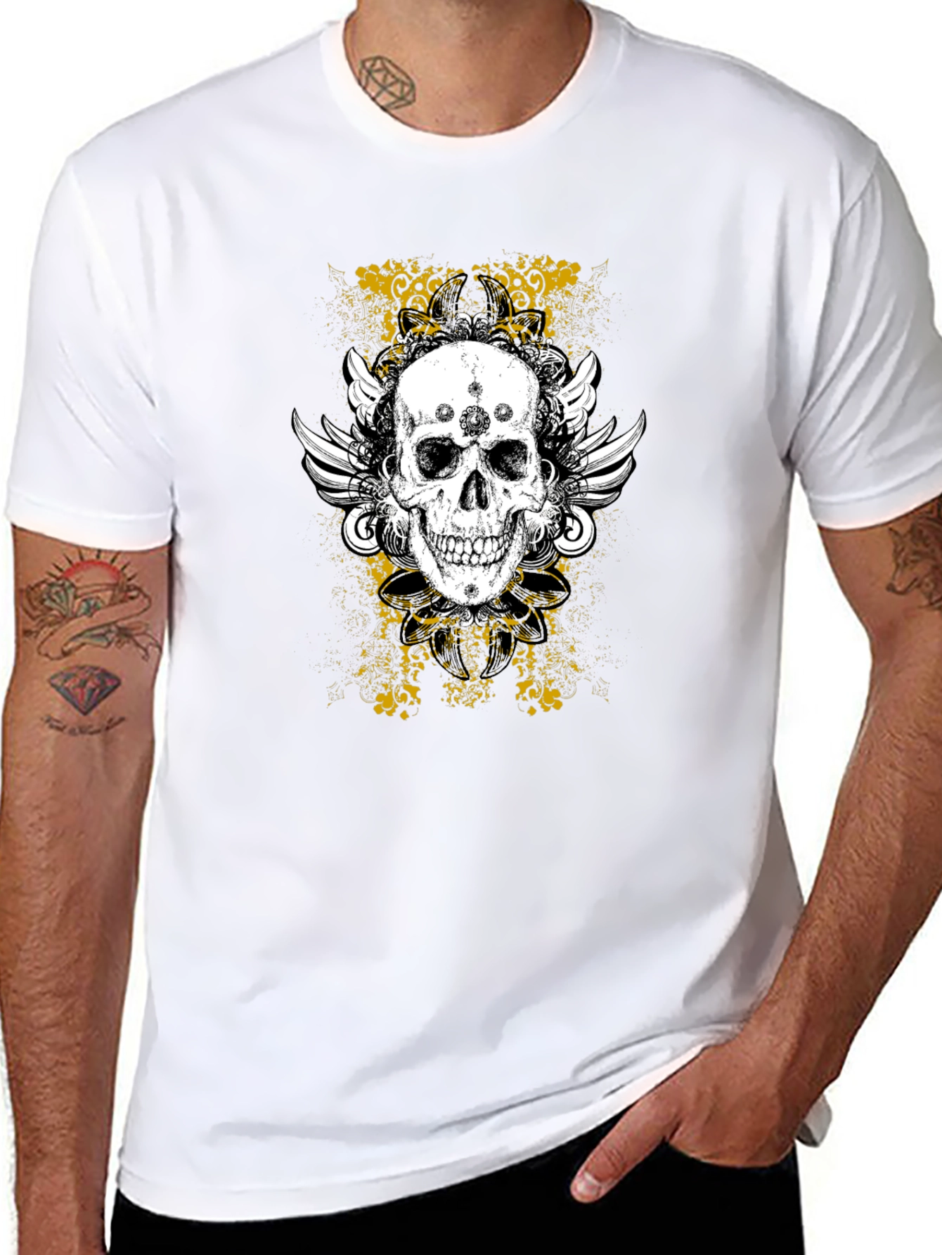 Skull & Wings Graphic Tee - Black