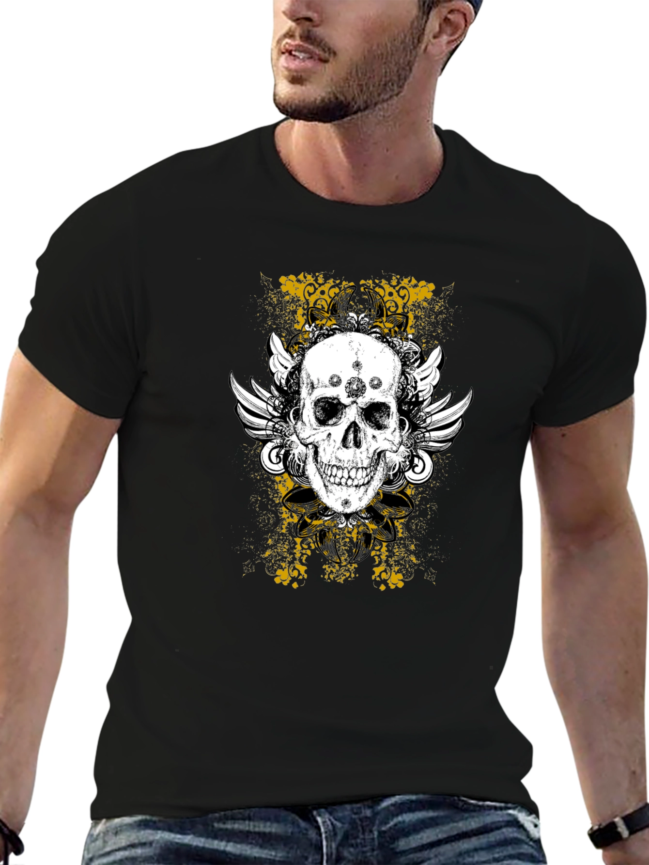 Skull & Wings Graphic Tee - Black