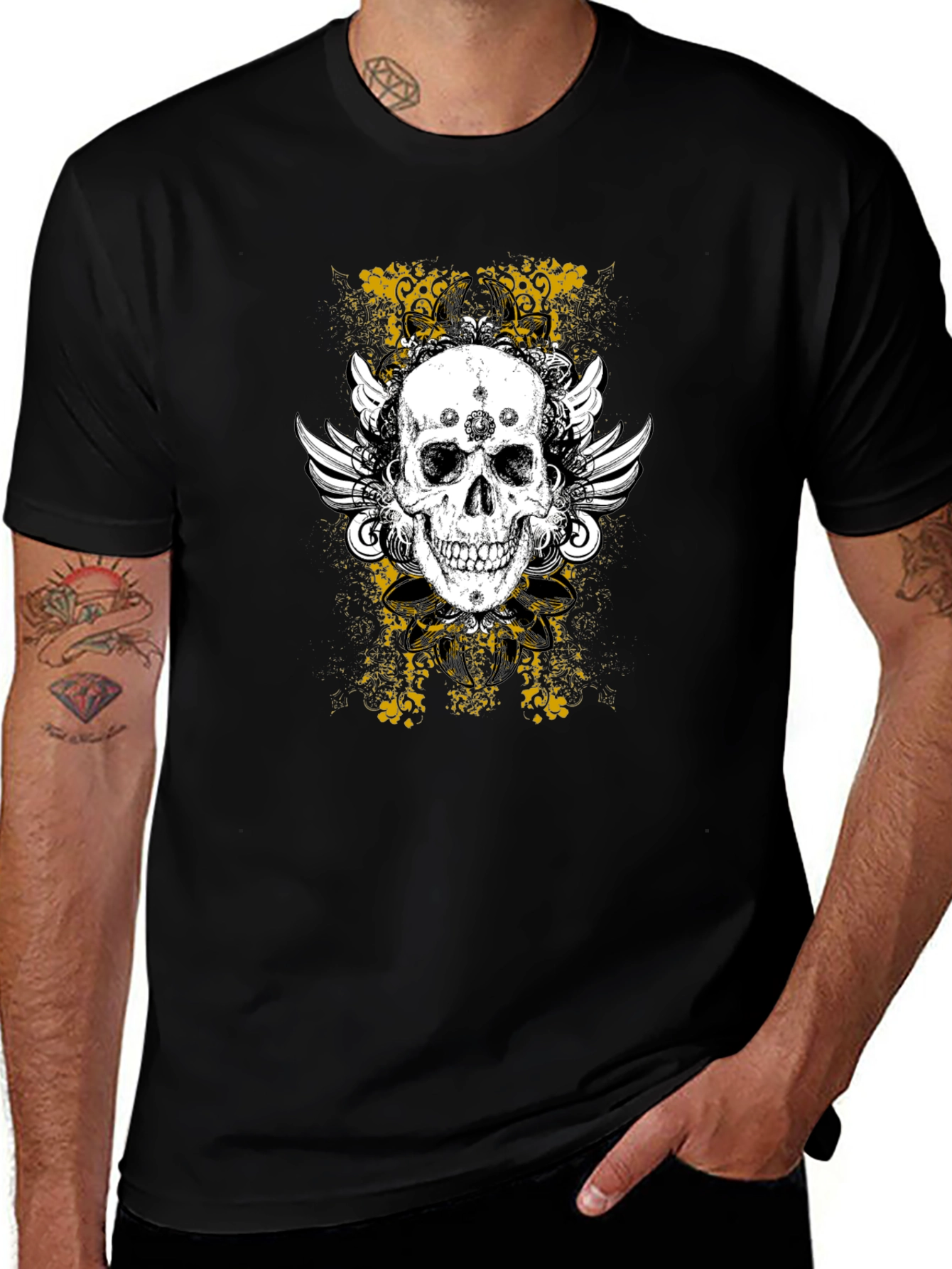 Skull & Wings Graphic Tee - Black