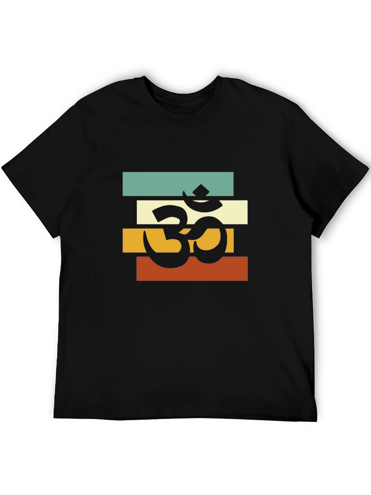 Om Retro Striped T-Shirt - Black
