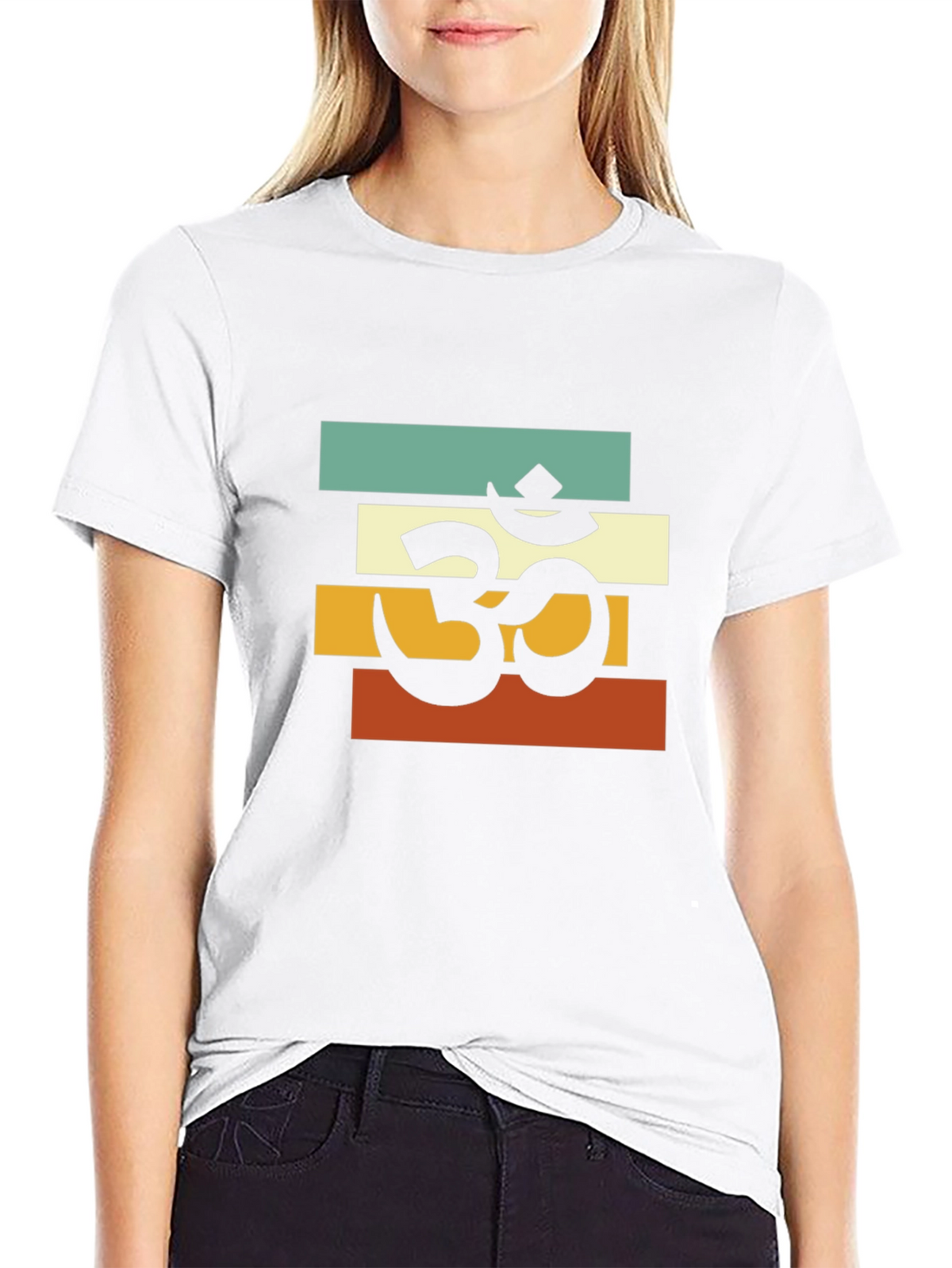 Om Retro Striped T-Shirt - Black
