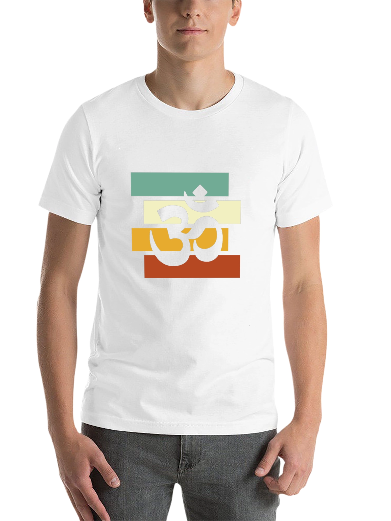 Om Retro Striped T-Shirt - Black