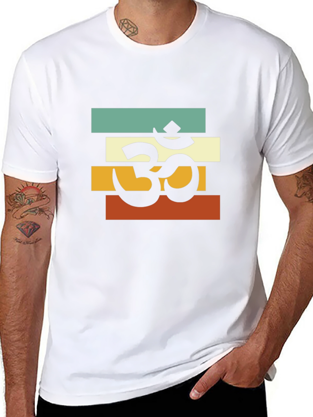 Om Retro Striped T-Shirt - Black