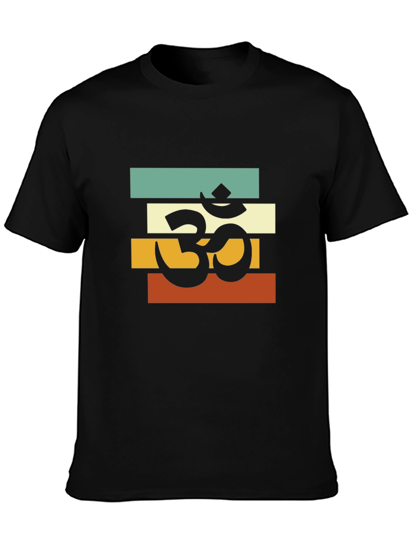 Om Retro Striped T-Shirt - Black