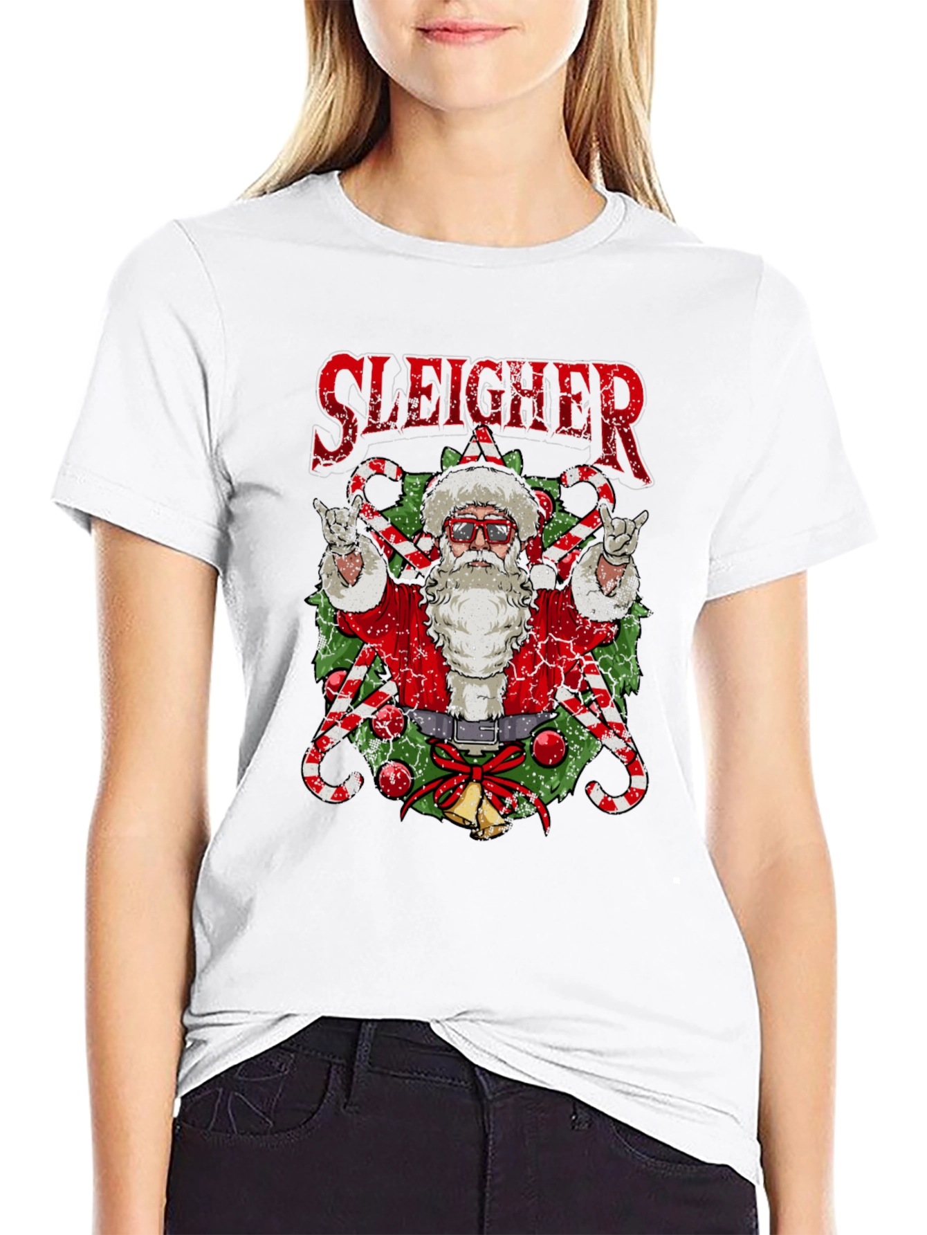 Sleigher Santa T-Shirt - Rockin Christmas Tee