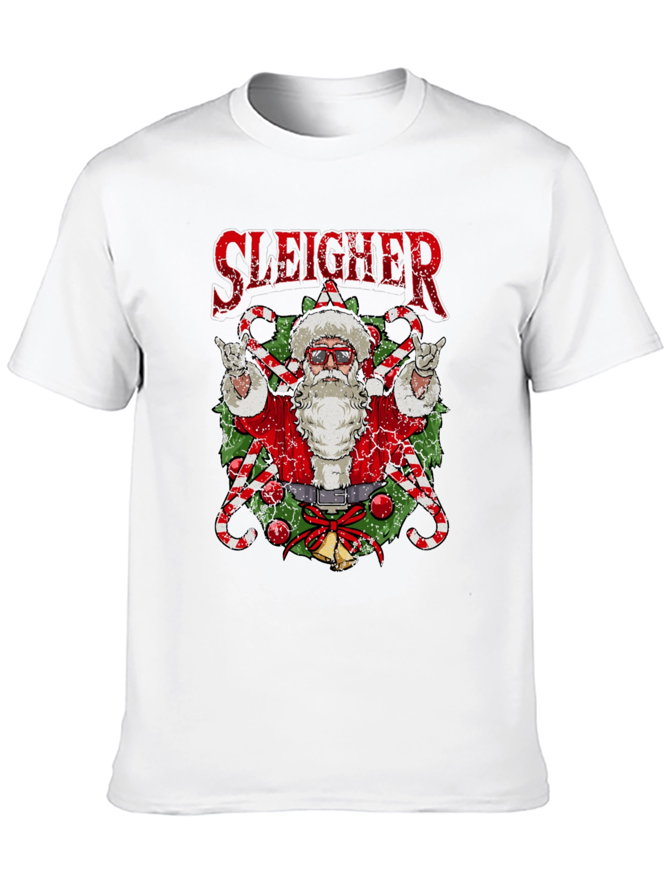 Sleigher Santa T-Shirt - Rockin Christmas Tee