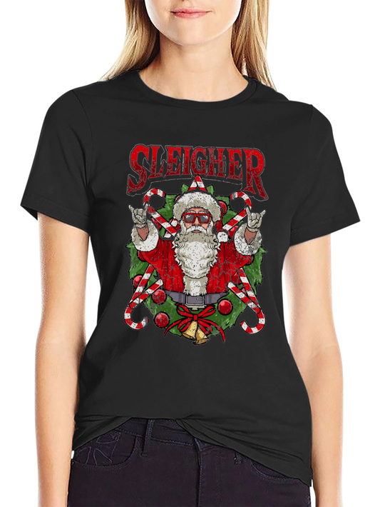 Sleigher Santa T-Shirt - Rockin Christmas Tee