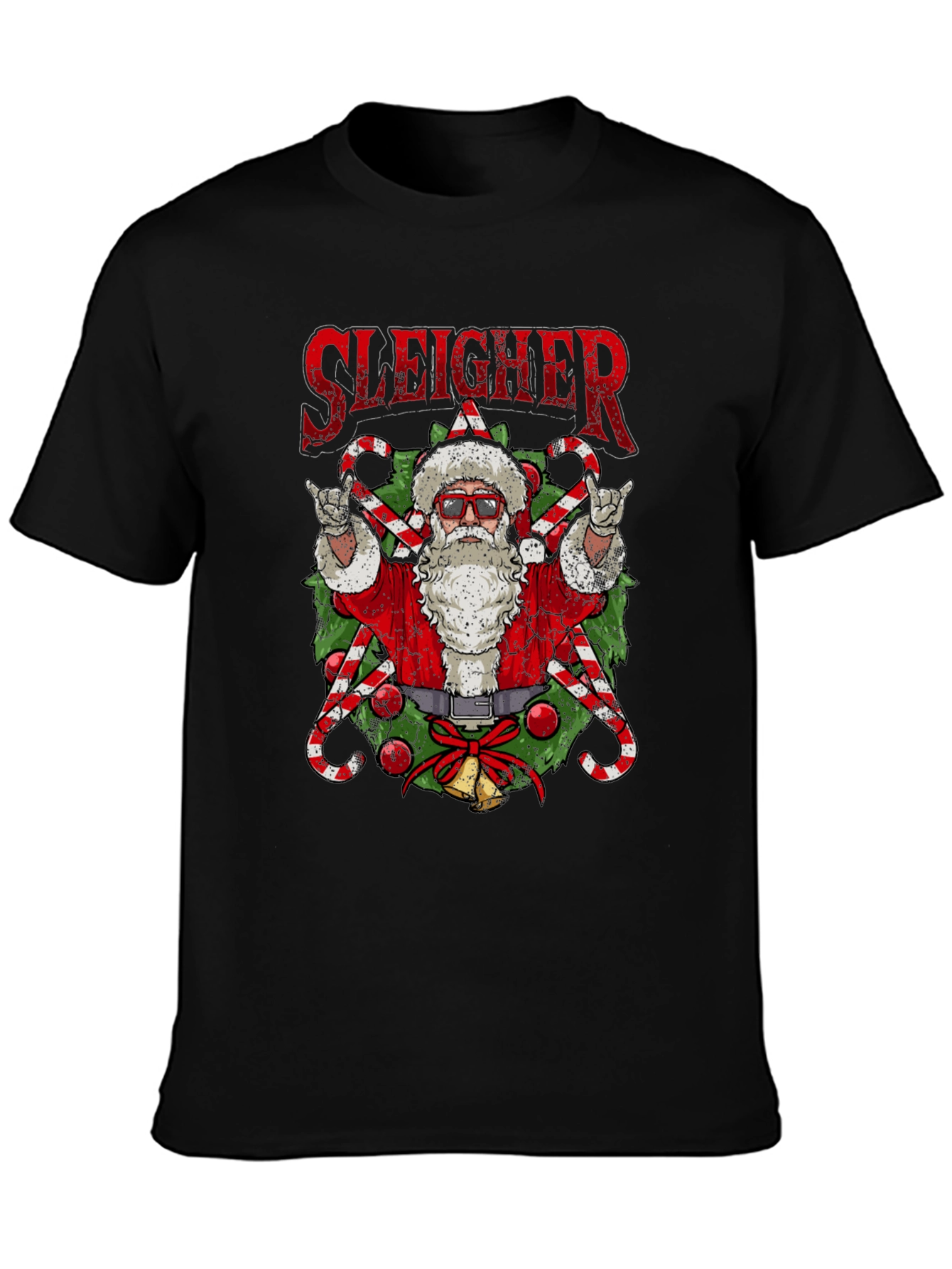 Sleigher Santa T-Shirt - Rockin Christmas Tee