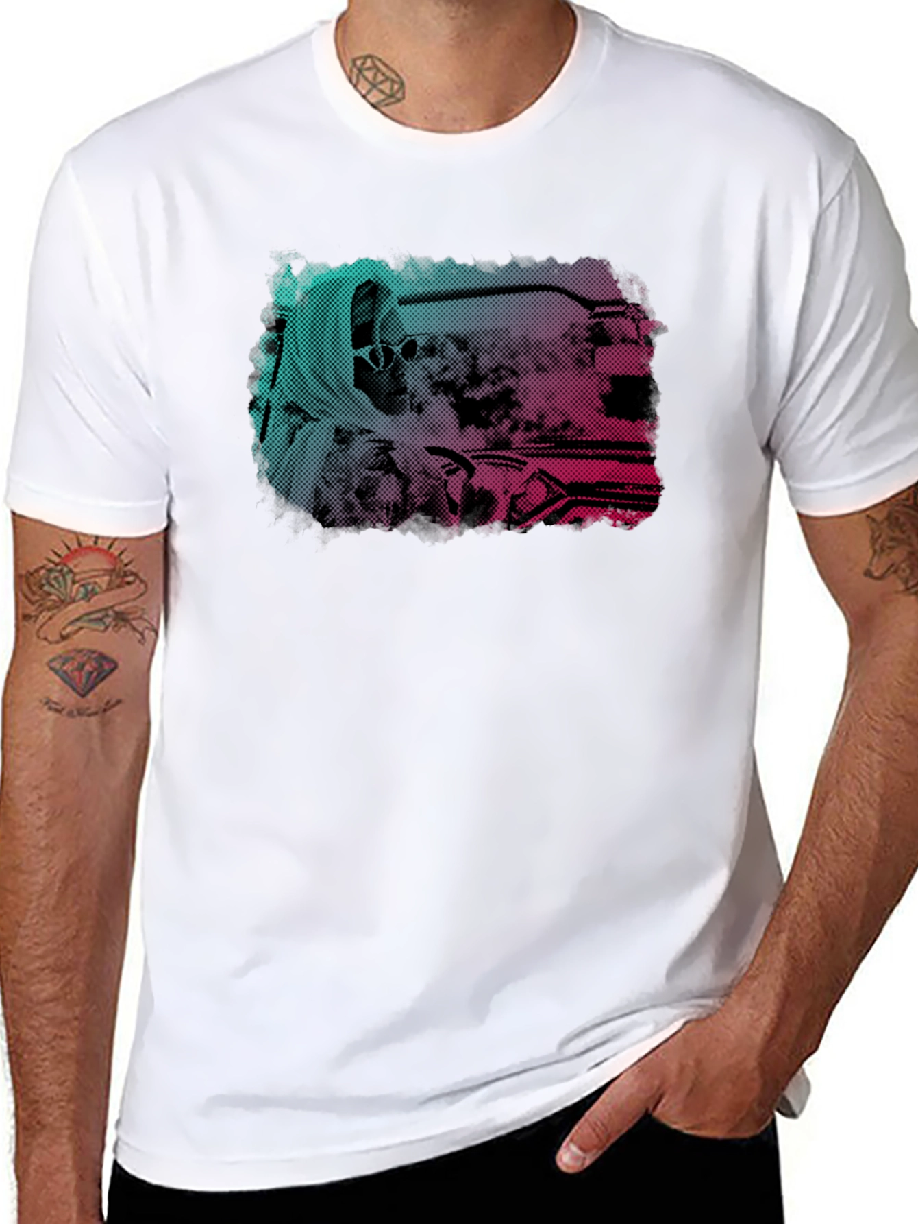 Retro Halftone Graphic Print T-Shirt