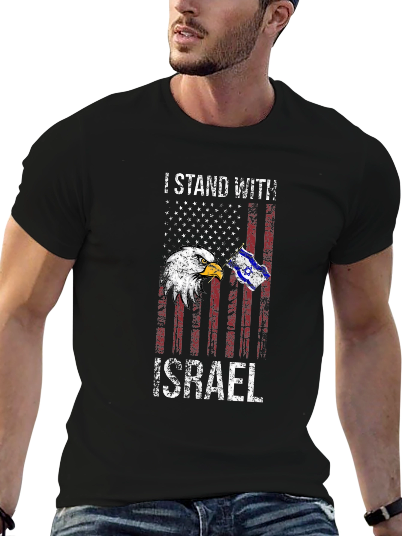 I Stand With Israel American Flag Eagle T-Shirt