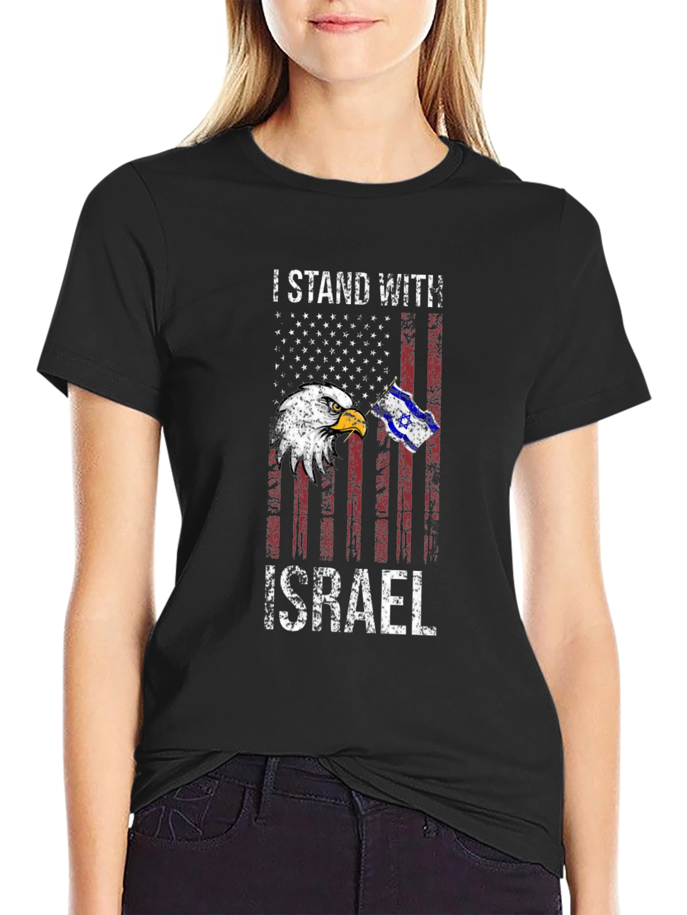 I Stand With Israel American Flag Eagle T-Shirt