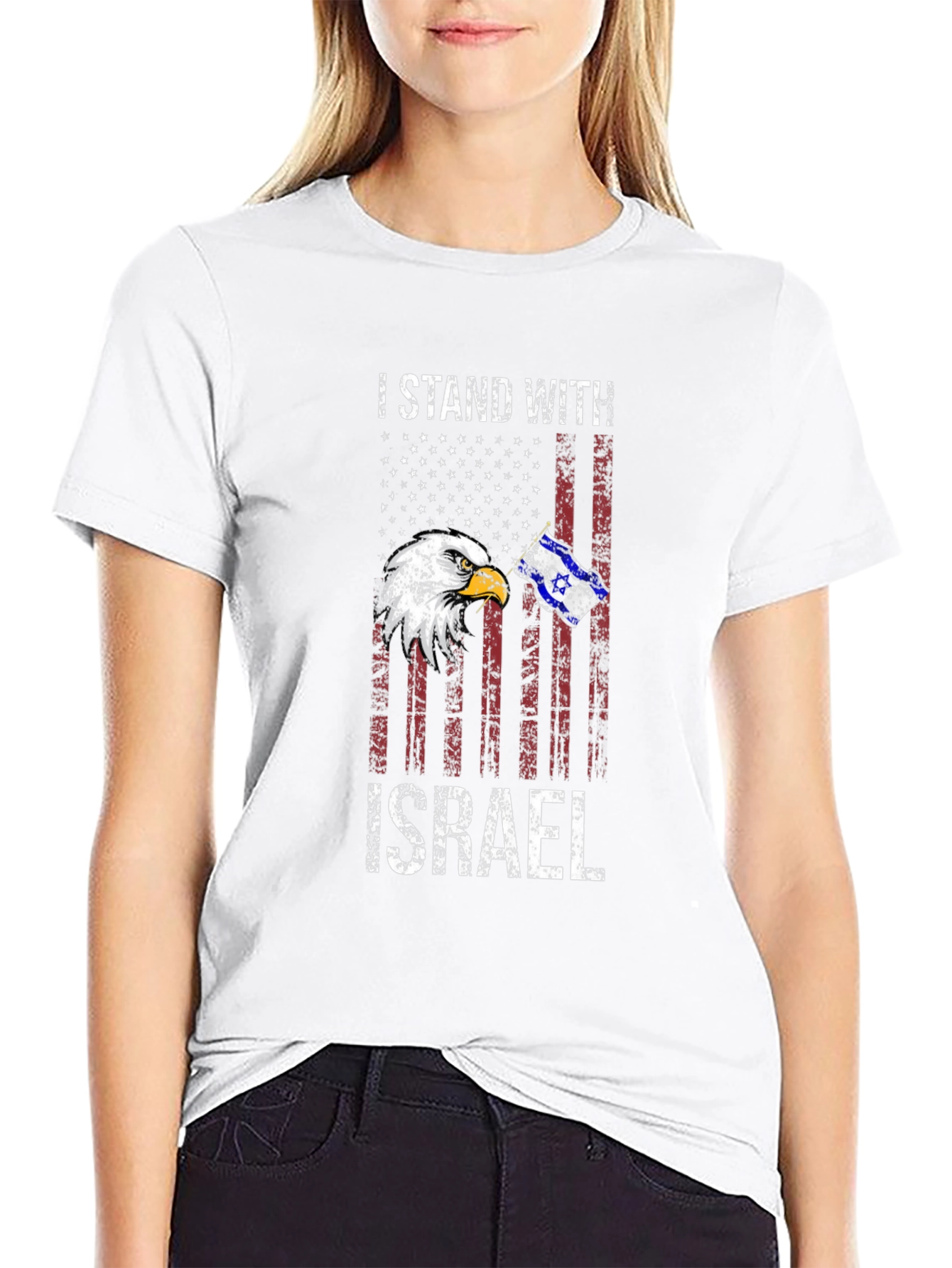 I Stand With Israel American Flag Eagle T-Shirt