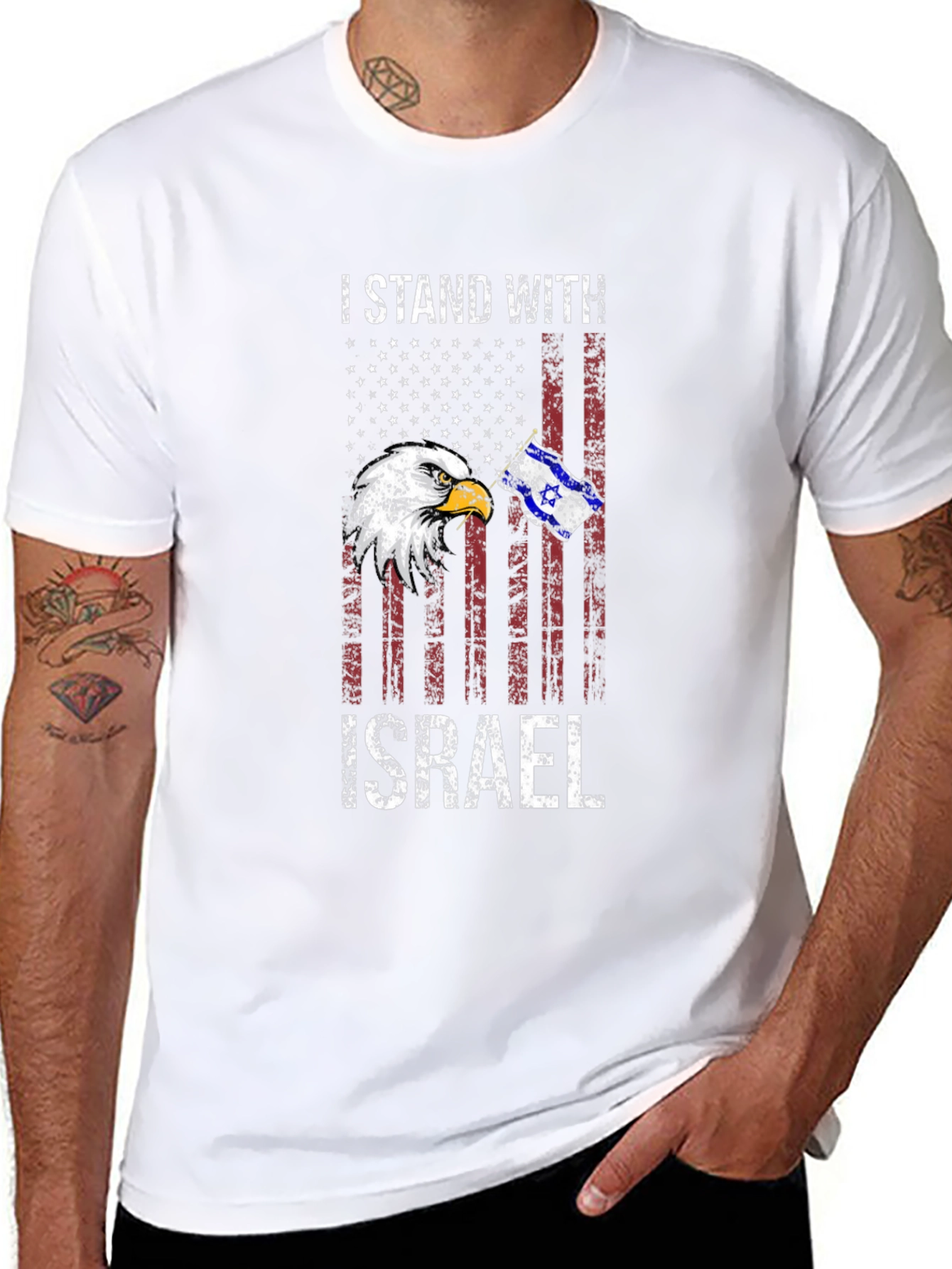 I Stand With Israel American Flag Eagle T-Shirt