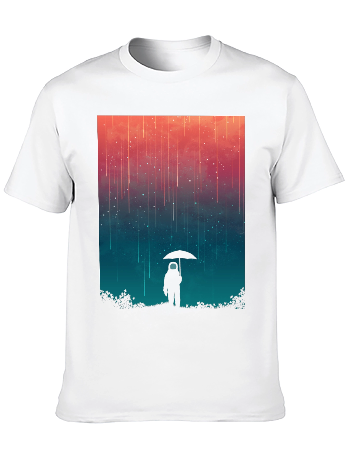 Astronaut Umbrella Graphic Tee - Stylish Black Cotton Shirt