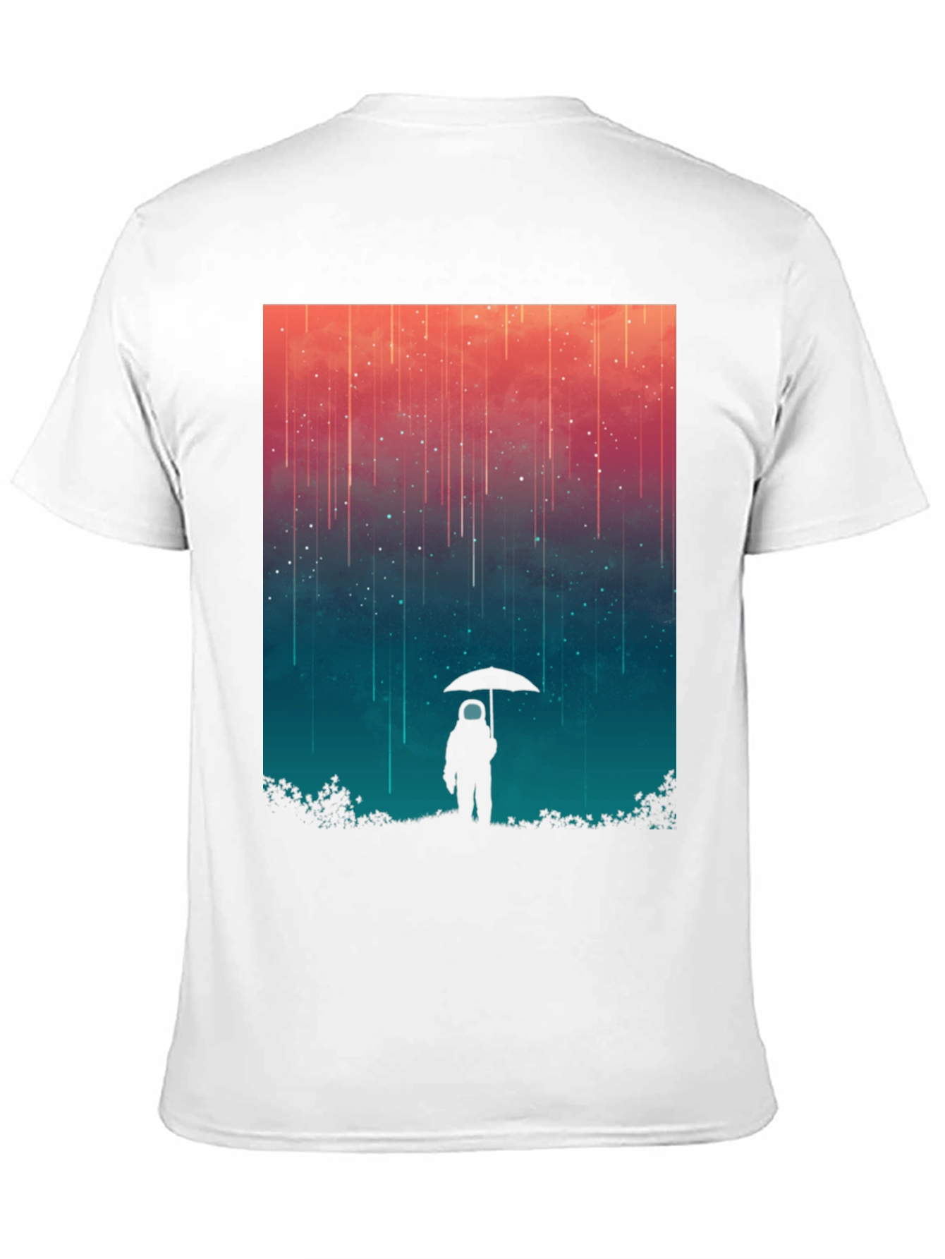 Astronaut Umbrella Graphic Tee - Stylish Black Cotton Shirt