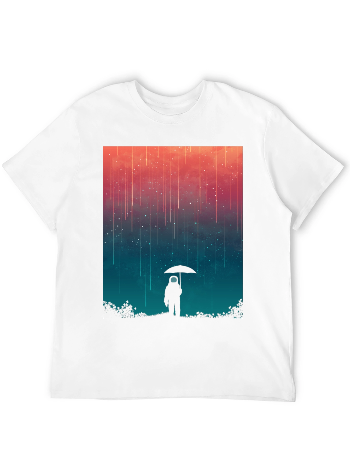 Astronaut Umbrella Graphic Tee - Stylish Black Cotton Shirt