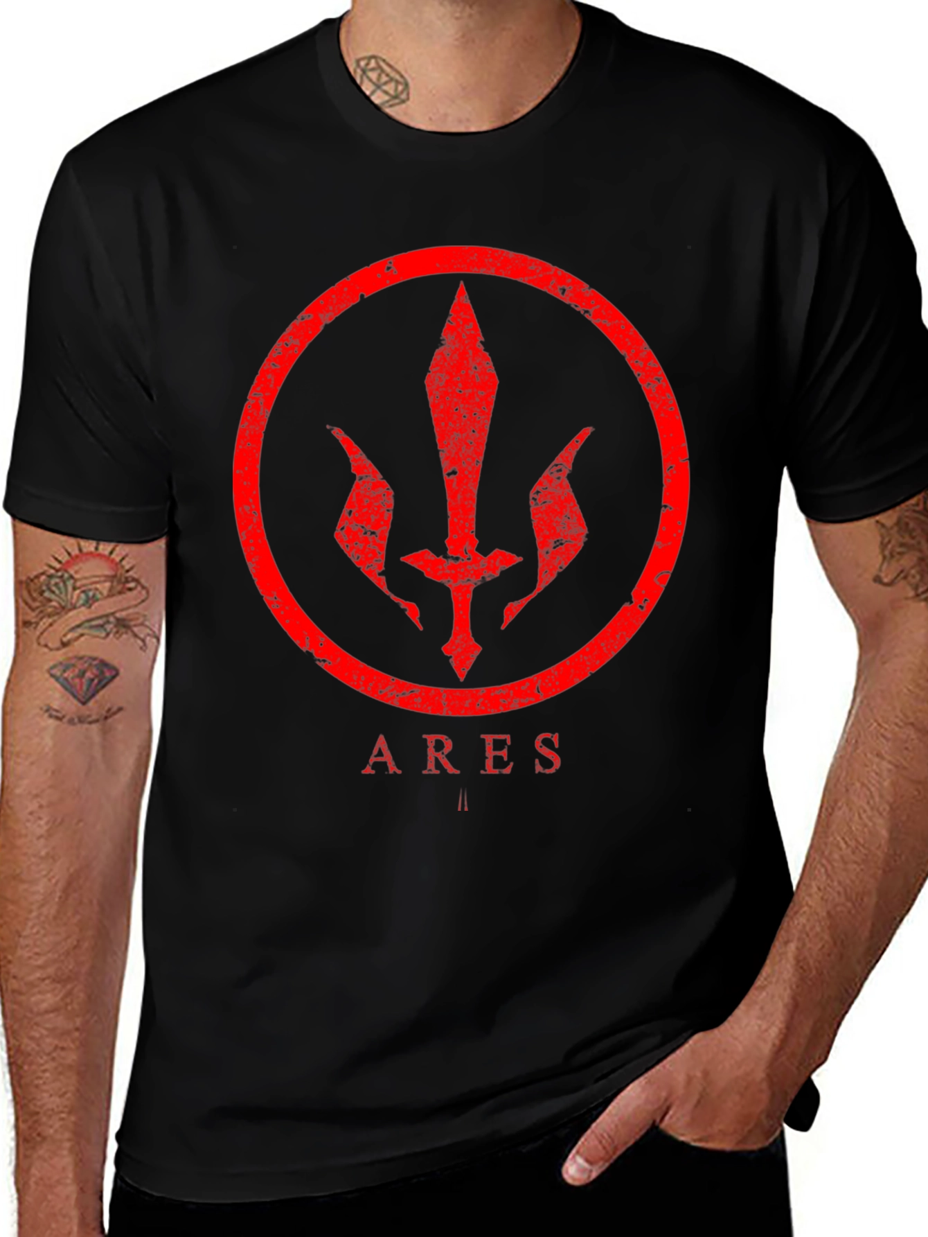 ARES Graphic Print Black T-Shirt
