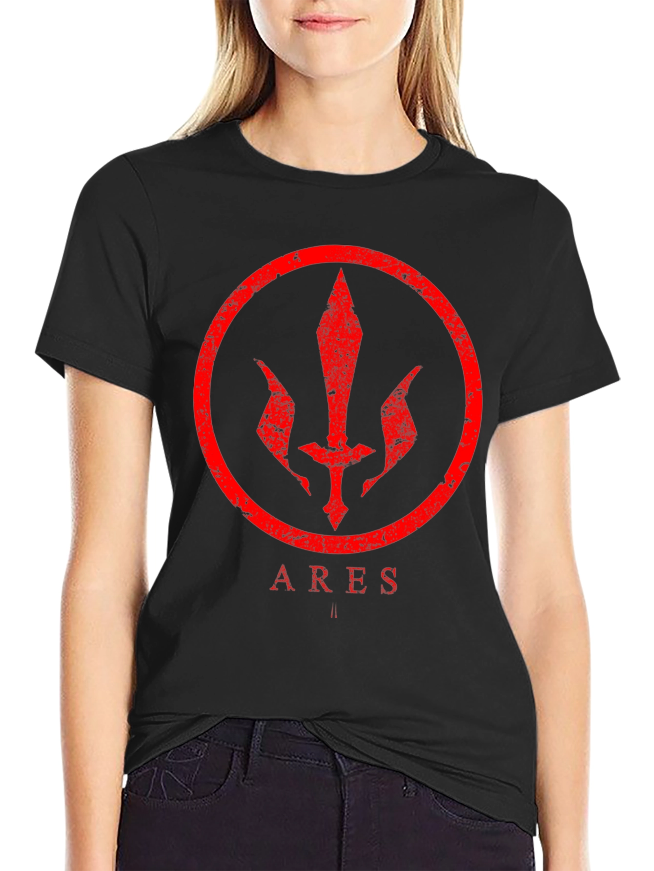 ARES Graphic Print Black T-Shirt
