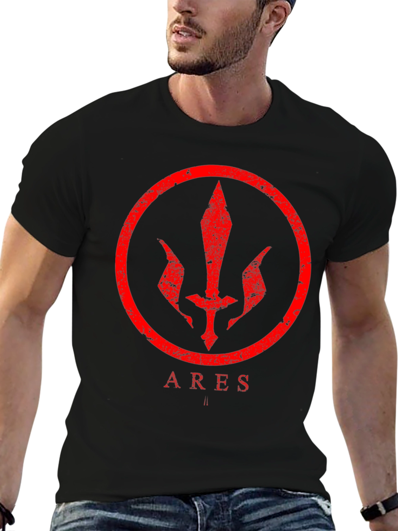 ARES Graphic Print Black T-Shirt