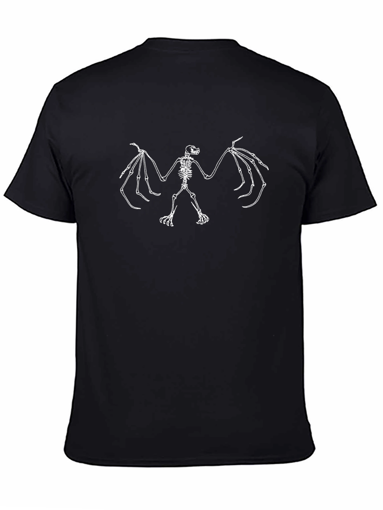 Skeleton Bat Graphic Tee - Black Cotton T-Shirt
