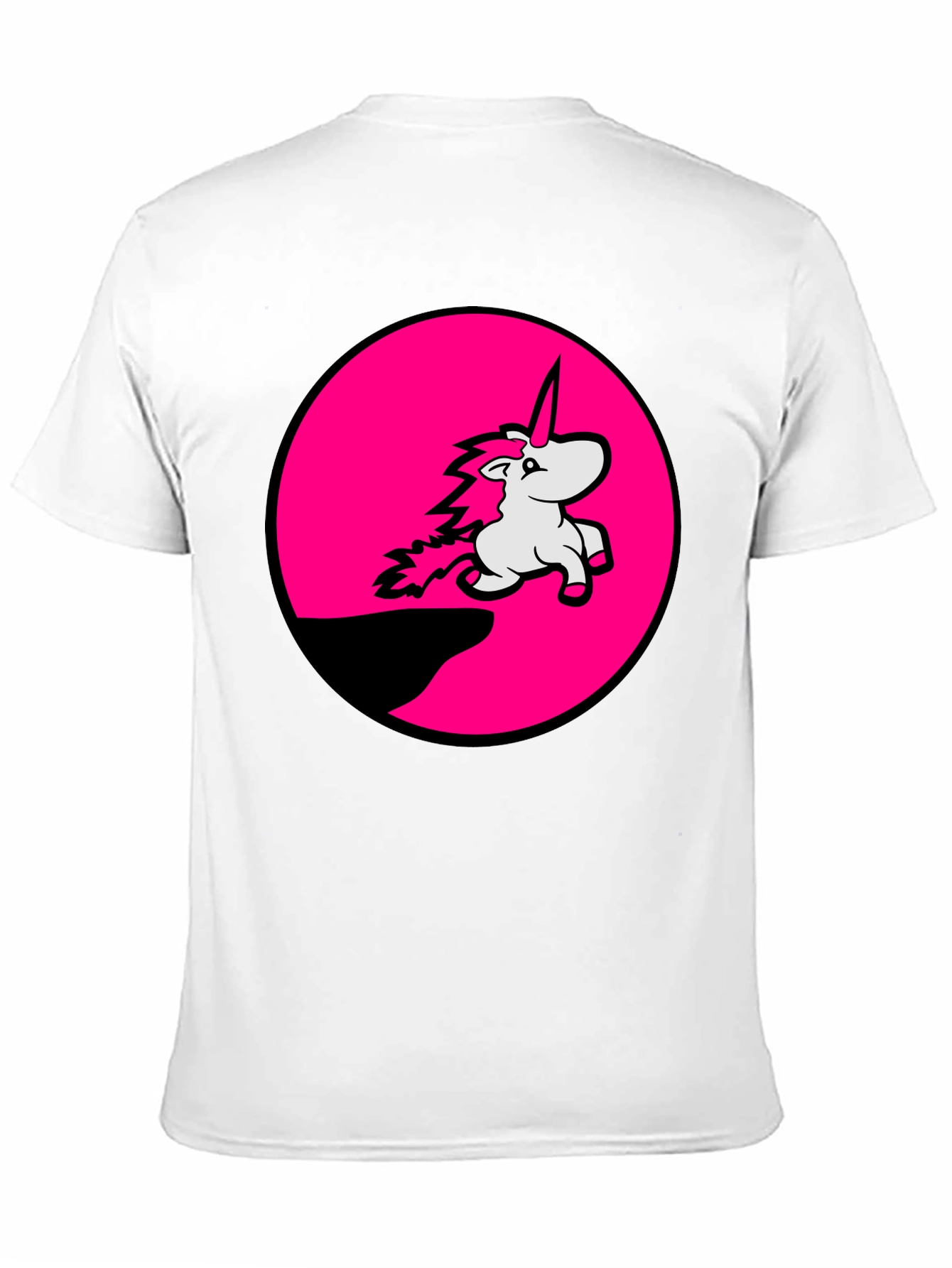 Unicorn Pink Circle Graphic Black T-Shirt