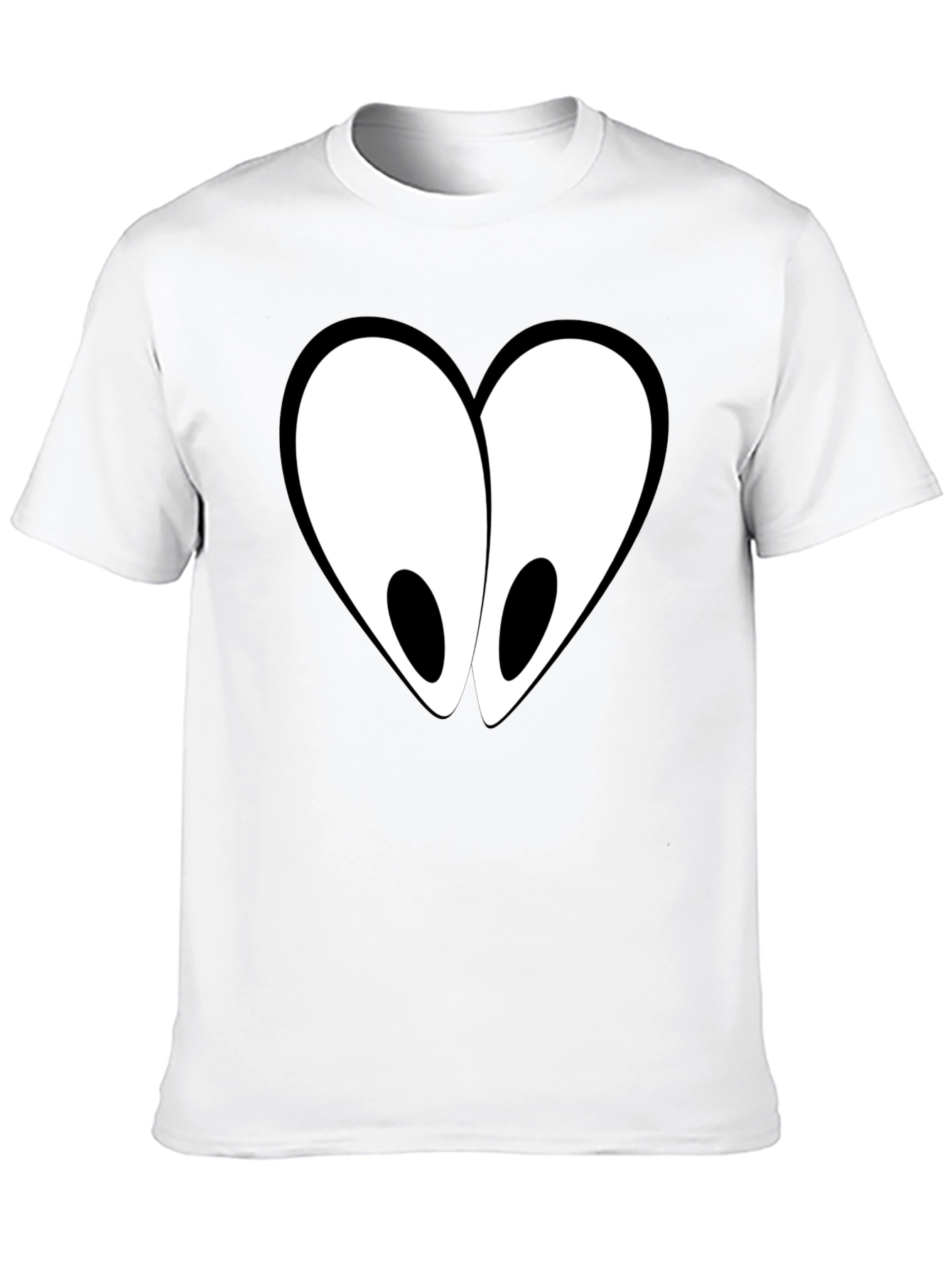 Heart-Eyed Graphic Tee - Funny Cartoon Style Black T-Shirt