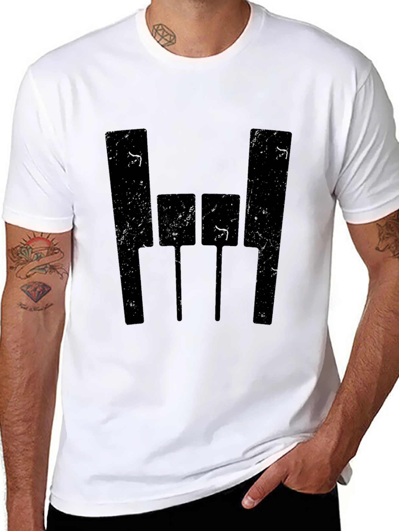 Black T-Shirt with Abstract Graphic Design